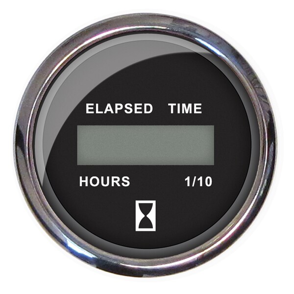 Faria Beede Instruments Faria 13715 Chesapeake Stainless Steel Digital Hourmeter (12-32 VDC) - 2", Black 13715 - main